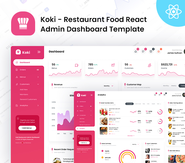 Koki - Restaurant Food React Admin Dashboard Template - 2